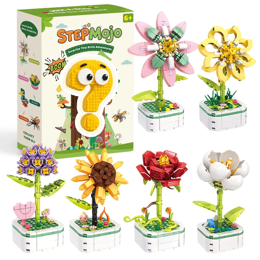 StepMojo Happy Blooms Mystery Blind Box – Flower Building Brick Kit