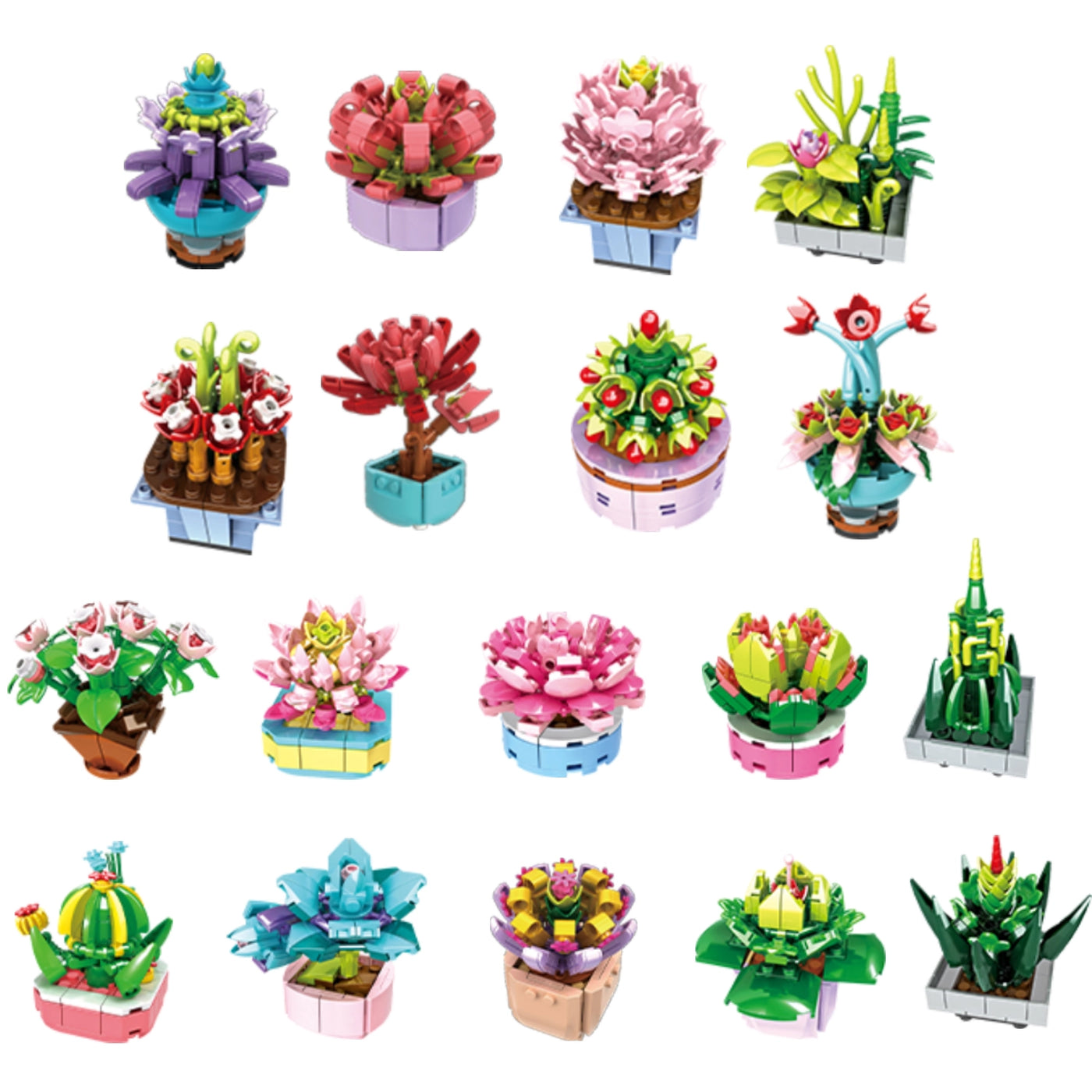 Stepmojo Chubby Plants Mystery Blind Box – Succulent Building Brick Kit for Kids