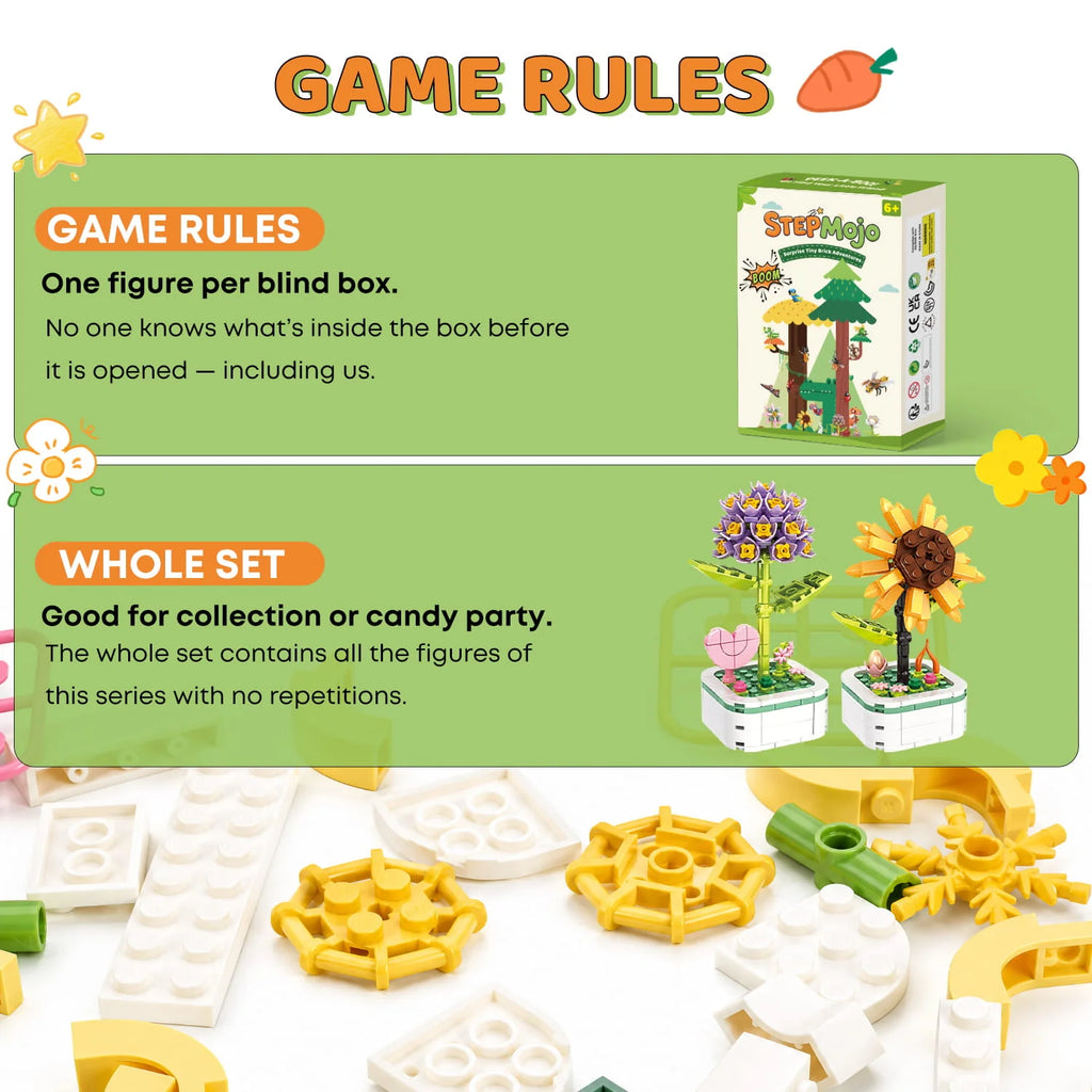 StepMojo Happy Blooms Mystery Blind Box – Flower Building Brick Kit