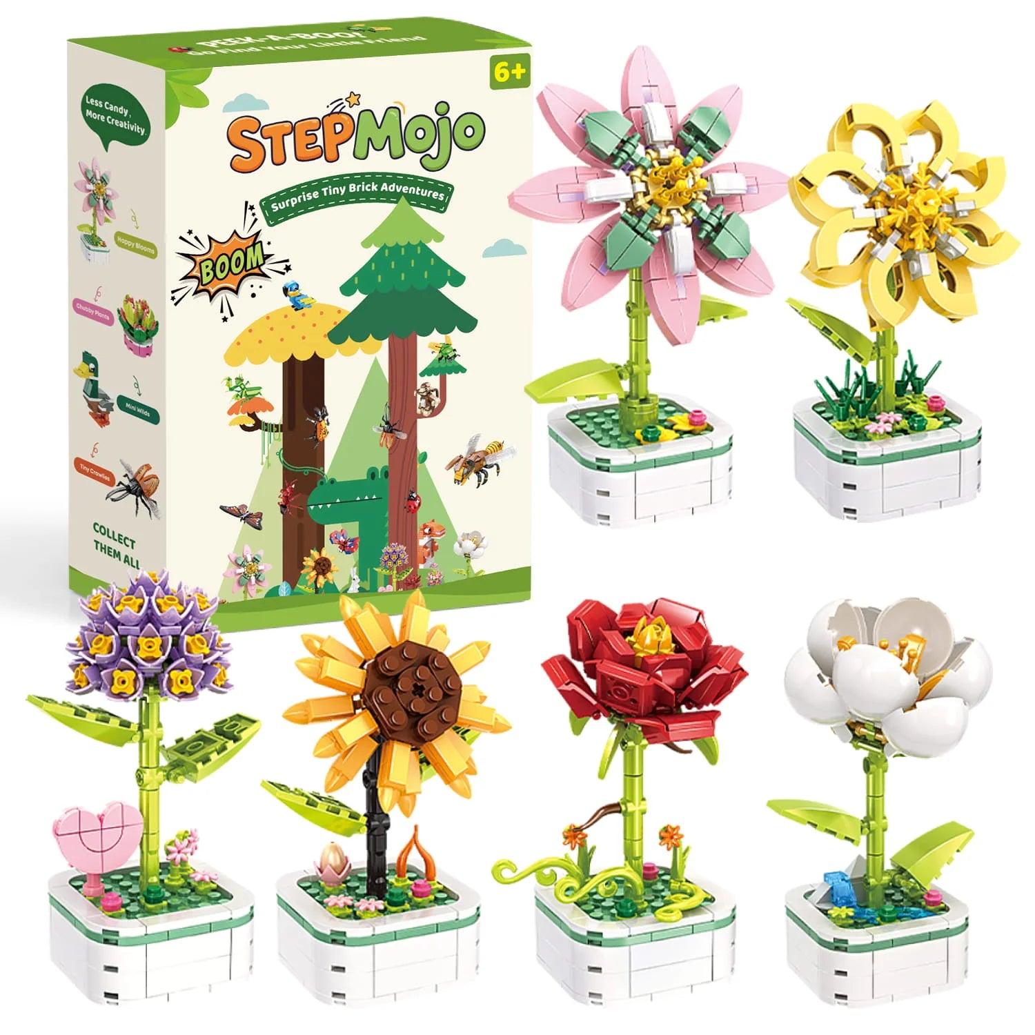 StepMojo Happy Blooms Mystery Blind Box – Flower Building Brick Kit