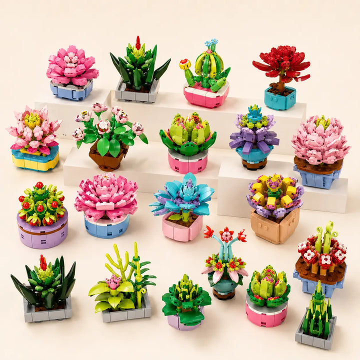 Stepmojo Chubby Plants Mystery Blind Box – Succulent Building Brick Kit for Kids