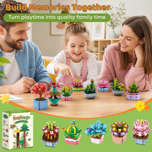 Stepmojo Chubby Plants Mystery Blind Box – Succulent Building Brick Kit for Kids