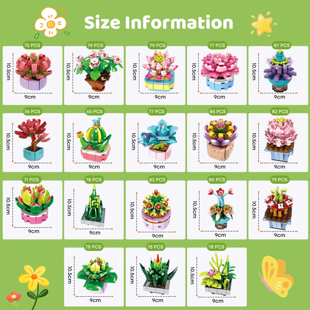 StepMojo Chubby Plants Mystery Blind Box – Succulent Building Brick Kit for Kids