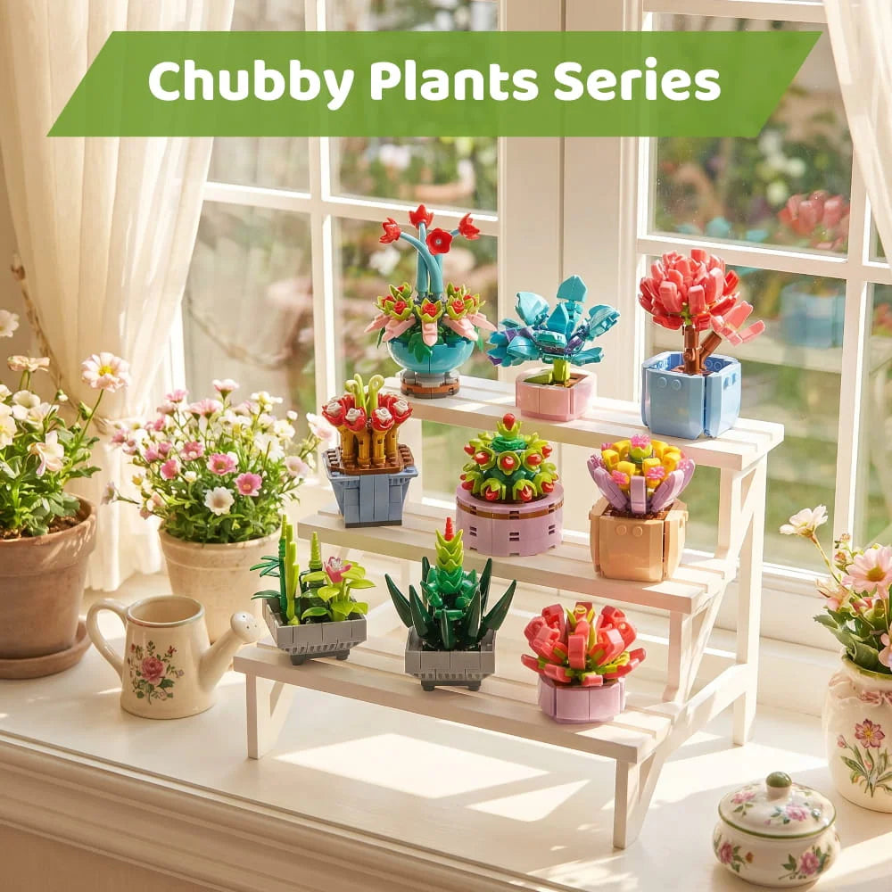 StepMojo Chubby Plants Mystery Blind Box – Succulent Building Brick Kit for Kids
