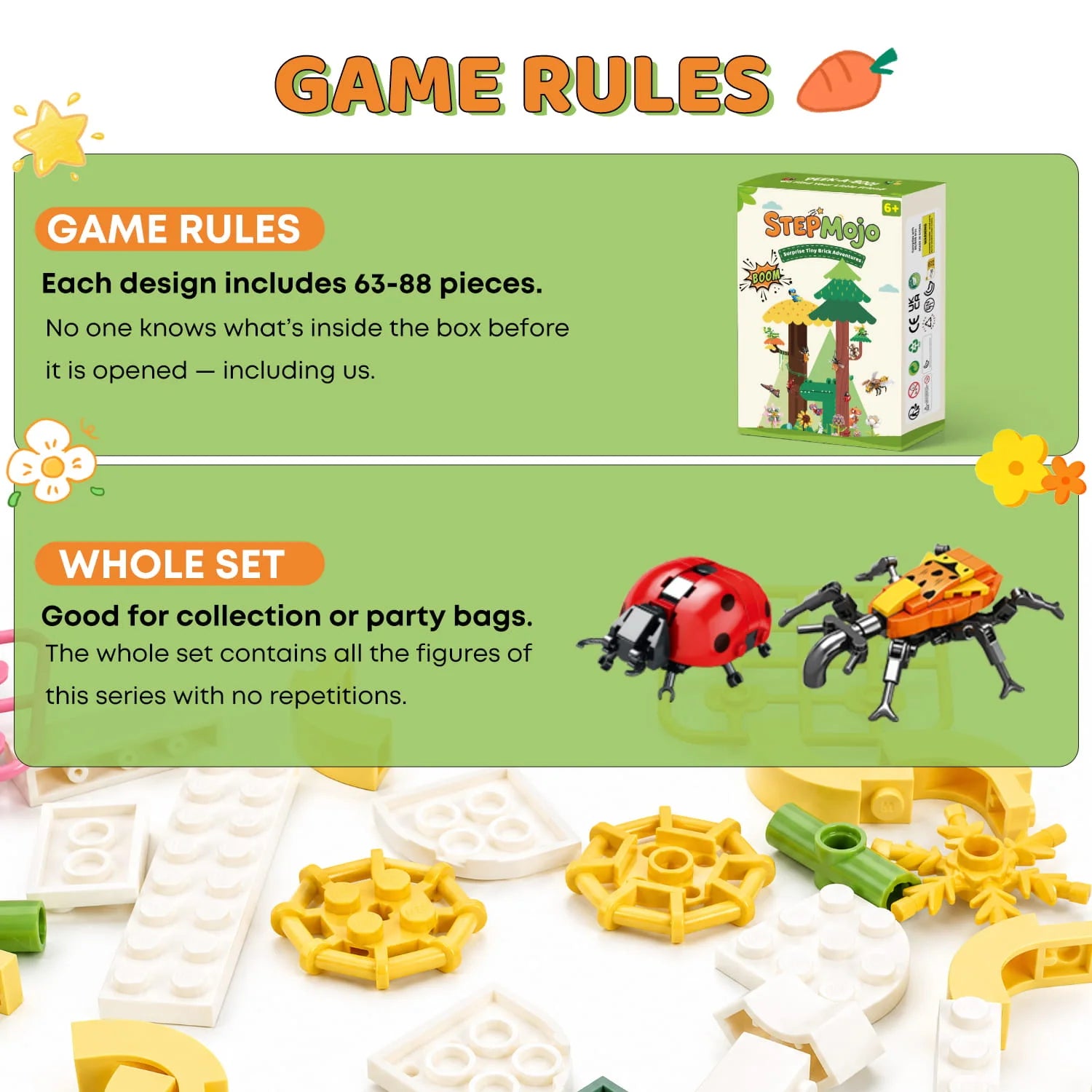 StepMojo Tiny Crawlies Mystery Blind Box – Insect Building Brick Kit